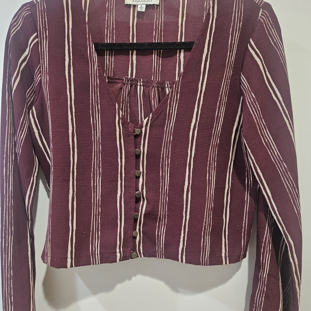Abbeline Maroon and Cream Striped Top